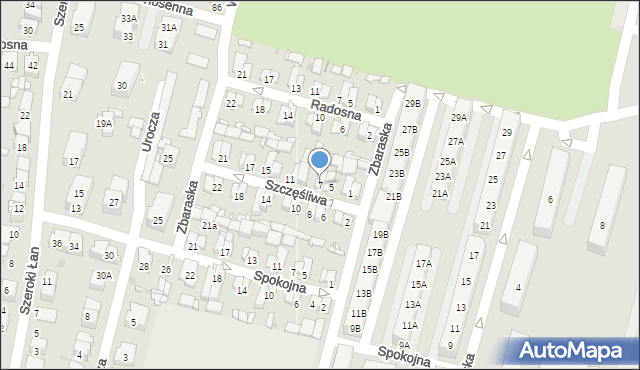 Sosnowiec, Szczęśliwa, 7, mapa Sosnowca