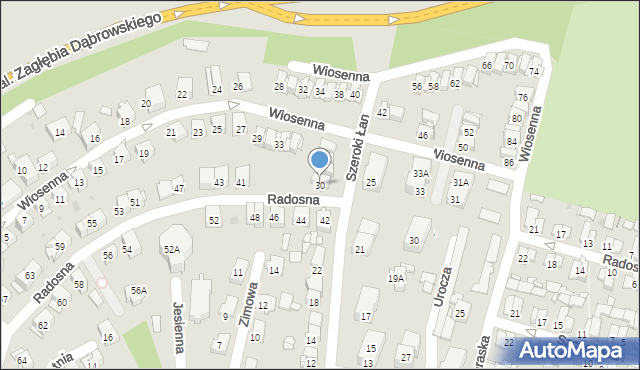 Sosnowiec, Szeroki Łan, 30, mapa Sosnowca