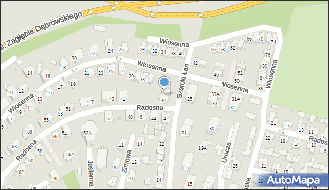 Sosnowiec, Szeroki Łan, 32, mapa Sosnowca