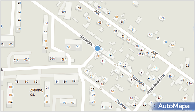 Sosnowiec, Szmejka, 13, mapa Sosnowca