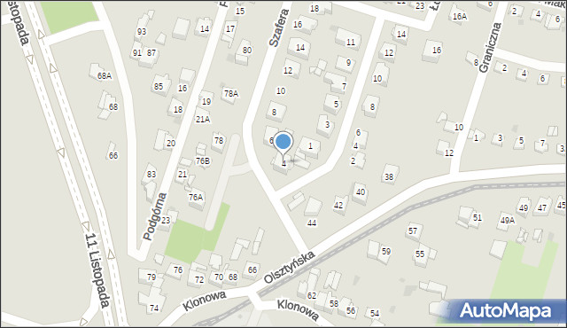 Sosnowiec, Szafera Władysława, prof., 4, mapa Sosnowca