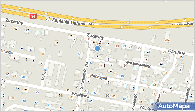 Sosnowiec, Szreniawskiego Jana, 4, mapa Sosnowca