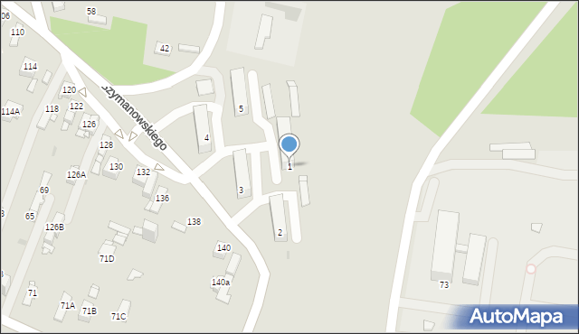 Sosnowiec, Szymanowskiego Karola, 1, mapa Sosnowca