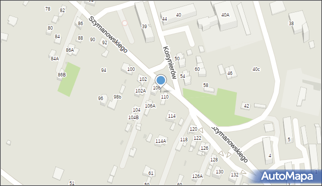Sosnowiec, Szymanowskiego Karola, 108, mapa Sosnowca