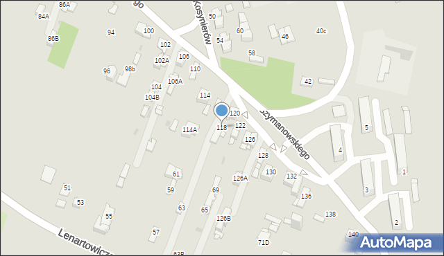 Sosnowiec, Szymanowskiego Karola, 118, mapa Sosnowca