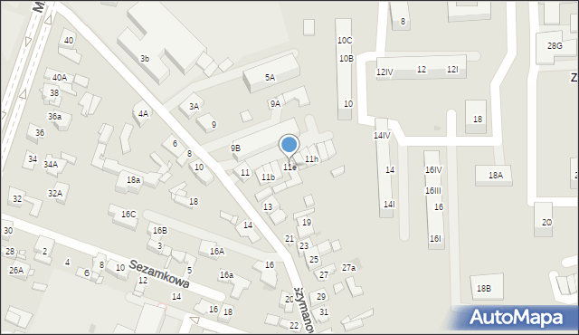 Sosnowiec, Szymanowskiego Karola, 11e, mapa Sosnowca