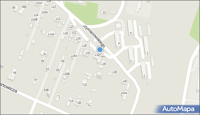 Sosnowiec, Szymanowskiego Karola, 134, mapa Sosnowca