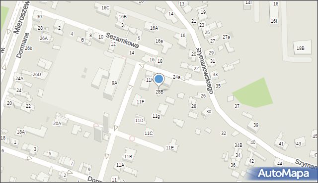 Sosnowiec, Szymanowskiego Karola, 28B, mapa Sosnowca