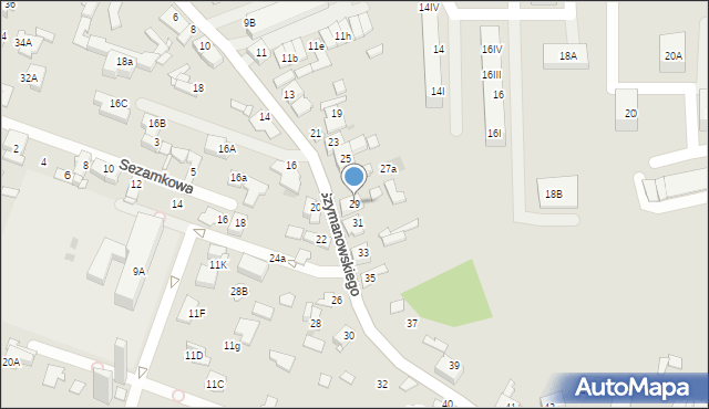 Sosnowiec, Szymanowskiego Karola, 29, mapa Sosnowca