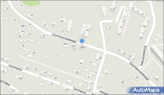 Sosnowiec, Szymanowskiego Karola, 44d, mapa Sosnowca