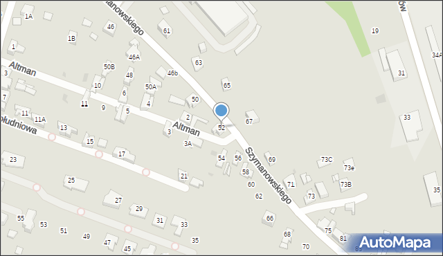 Sosnowiec, Szymanowskiego Karola, 52, mapa Sosnowca