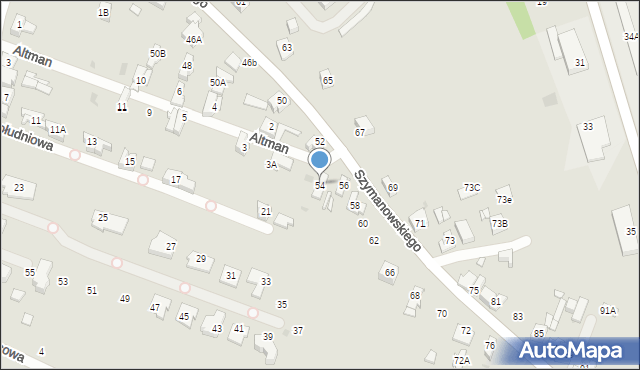 Sosnowiec, Szymanowskiego Karola, 54, mapa Sosnowca