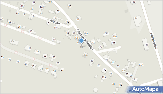 Sosnowiec, Szymanowskiego Karola, 62, mapa Sosnowca