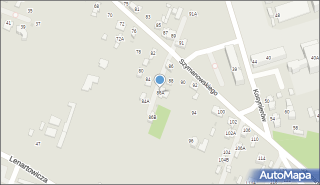 Sosnowiec, Szymanowskiego Karola, 86A, mapa Sosnowca