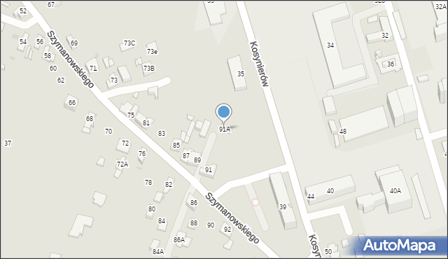Sosnowiec, Szymanowskiego Karola, 91A, mapa Sosnowca