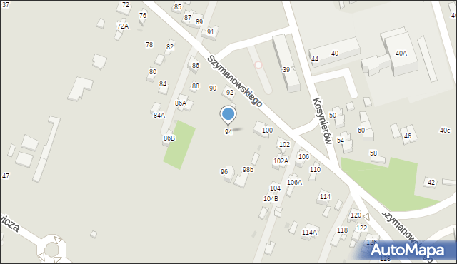 Sosnowiec, Szymanowskiego Karola, 94, mapa Sosnowca