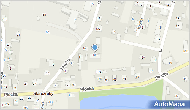 Staroźreby, Szkolna, 10B, mapa Staroźreby