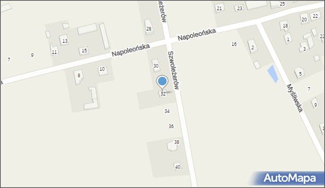 Stary Dybów, Szwoleżerów, 32, mapa Stary Dybów