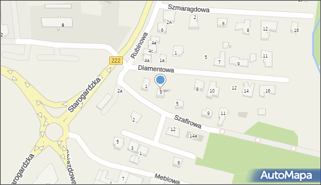 Straszyn, Szafirowa, 3, mapa Straszyn