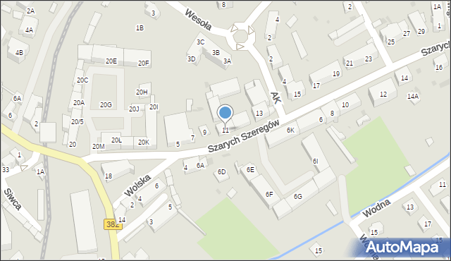 Strzegom, Szarych Szeregów, 11, mapa Strzegom