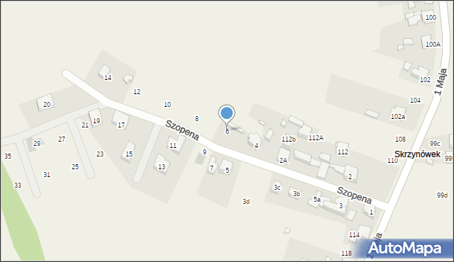 Strzyżowice, Szopena, 6, mapa Strzyżowice