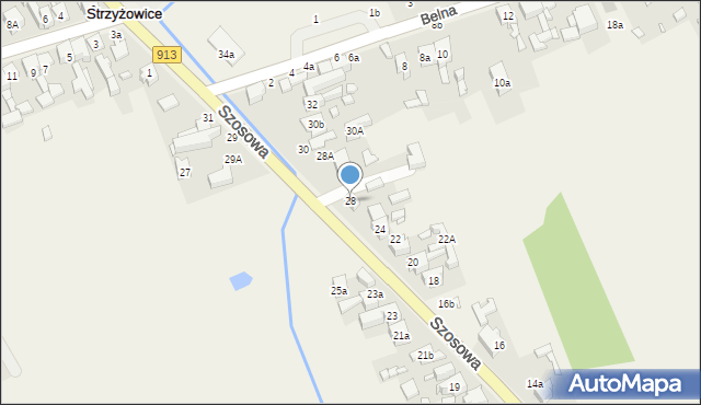 Strzyżowice, Szosowa, 28, mapa Strzyżowice