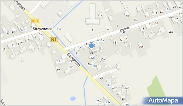 Strzyżowice, Szosowa, 32, mapa Strzyżowice