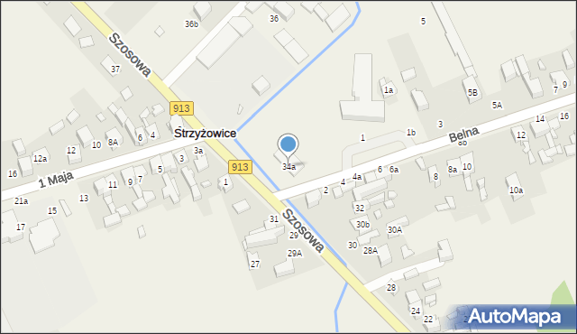 Strzyżowice, Szosowa, 34a, mapa Strzyżowice