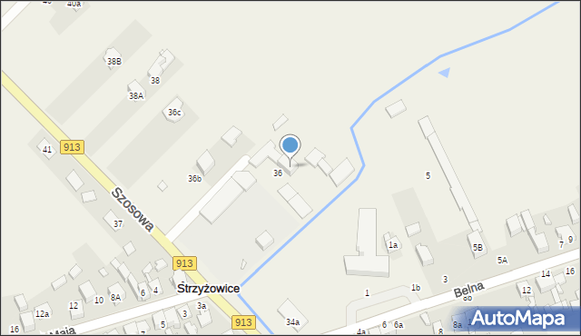 Strzyżowice, Szosowa, 36a, mapa Strzyżowice
