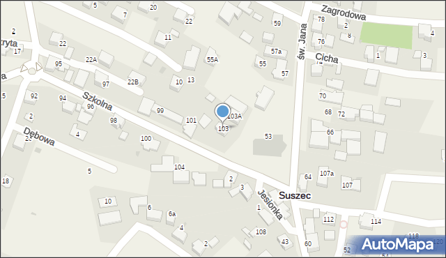 Suszec, Szkolna, 103, mapa Suszec
