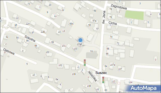 Suszec, Szkolna, 105, mapa Suszec