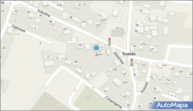 Suszec, Szkolna, 106, mapa Suszec