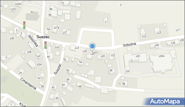 Suszec, Szkolna, 118, mapa Suszec