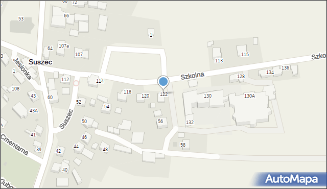 Suszec, Szkolna, 122, mapa Suszec