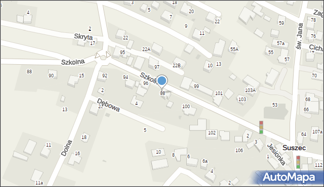 Suszec, Szkolna, 98, mapa Suszec