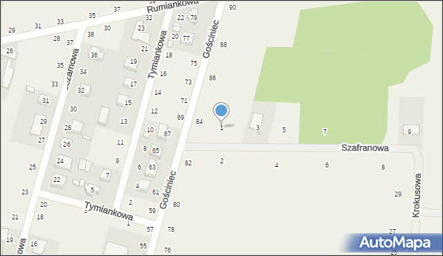 Suszno, Szafranowa, 1, mapa Suszno