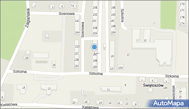Świętoszów, Szkolna, 18C, mapa Świętoszów