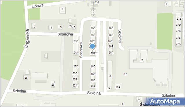 Świętoszów, Szkolna, 20A, mapa Świętoszów