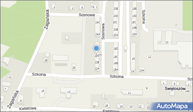 Świętoszów, Szkolna, 22C, mapa Świętoszów