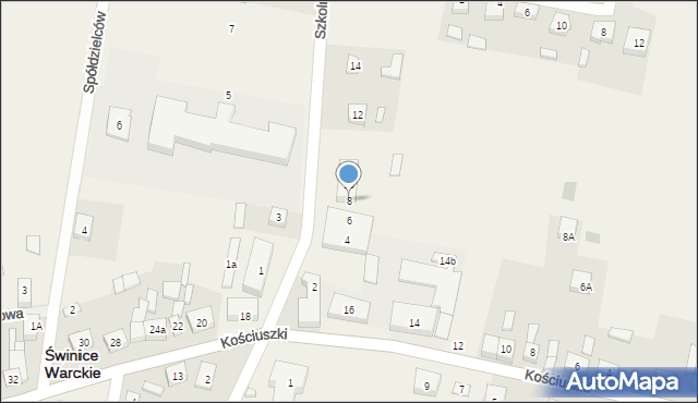 Świnice Warckie, Szkolna, 8, mapa Świnice Warckie