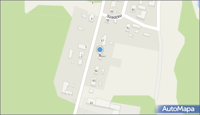Szadzko, Szadzko, 58B, mapa Szadzko