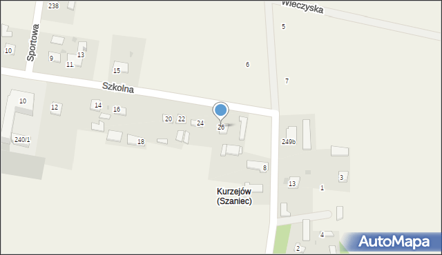 Szaniec, Szkolna, 26, mapa Szaniec