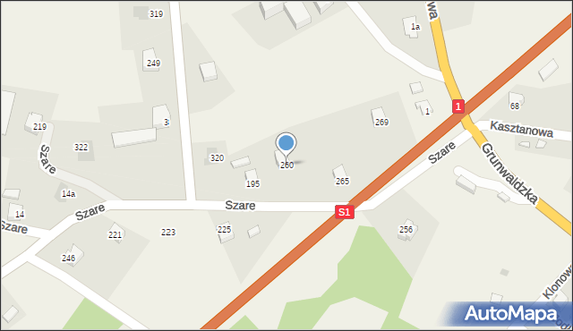 Szare, Szare, 260, mapa Szare
