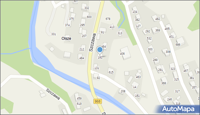 Szczawa, Szczawa, 141, mapa Szczawa