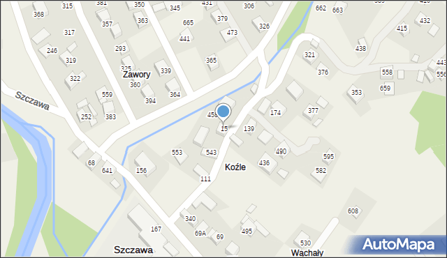Szczawa, Szczawa, 15, mapa Szczawa