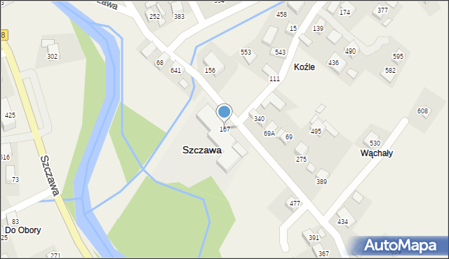Szczawa, Szczawa, 167, mapa Szczawa