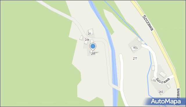 Szczawa, Szczawa, 265, mapa Szczawa