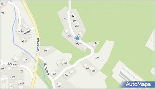Szczawa, Szczawa, 354, mapa Szczawa