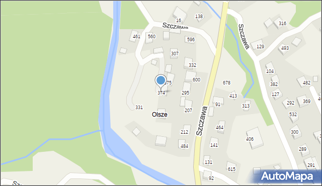 Szczawa, Szczawa, 374, mapa Szczawa
