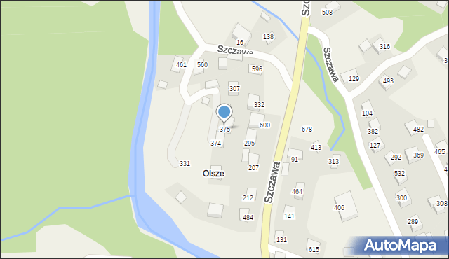 Szczawa, Szczawa, 375, mapa Szczawa